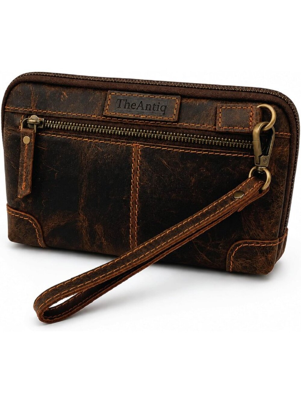 Premium Genuine Leather Travel Makeup Bag Organizer, Durable Cosmetic Pouch with